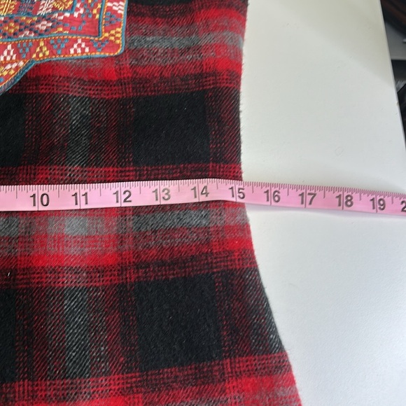 FREE PEOPLE EMBROILED RED FLANNEL PLAID SHIFT TANK DRESS SIZE SP - Picture 11 of 13